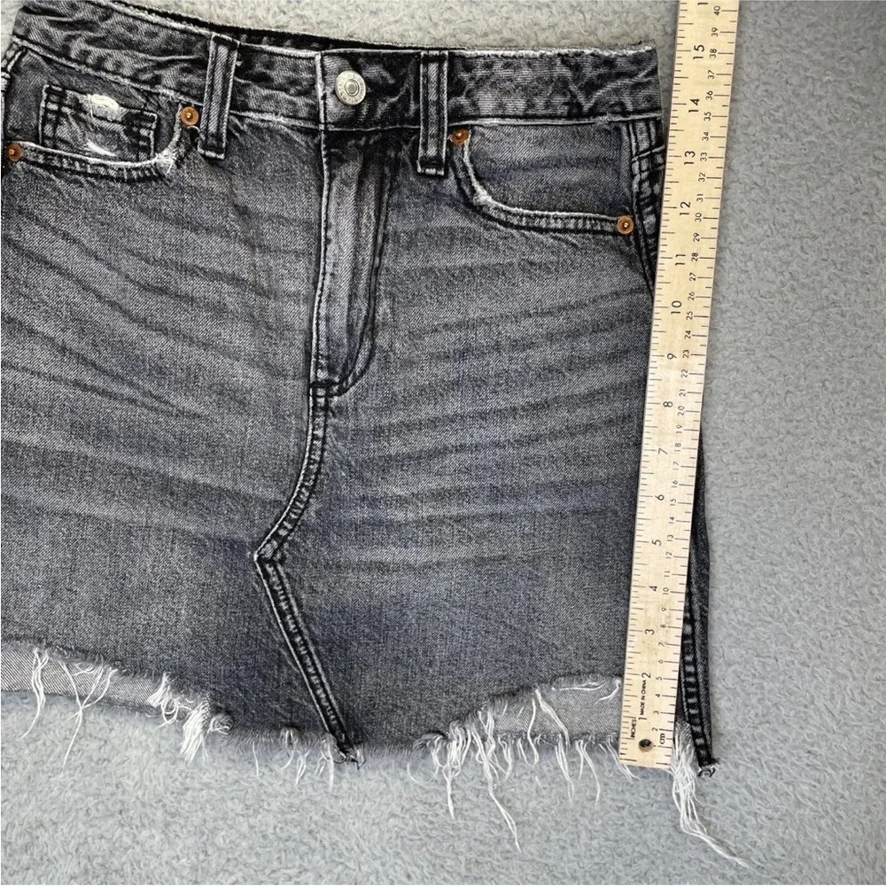Abercrombie & Fitch Mini Skirt Women 00R 24 Black Gray Denim Raw Hem Y2K Party